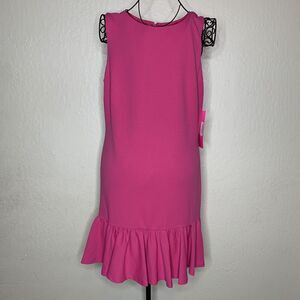 Betsey Johnson Pink Party Girl Ruffled Hem Scuba Crepe Dress Women’s Size 10